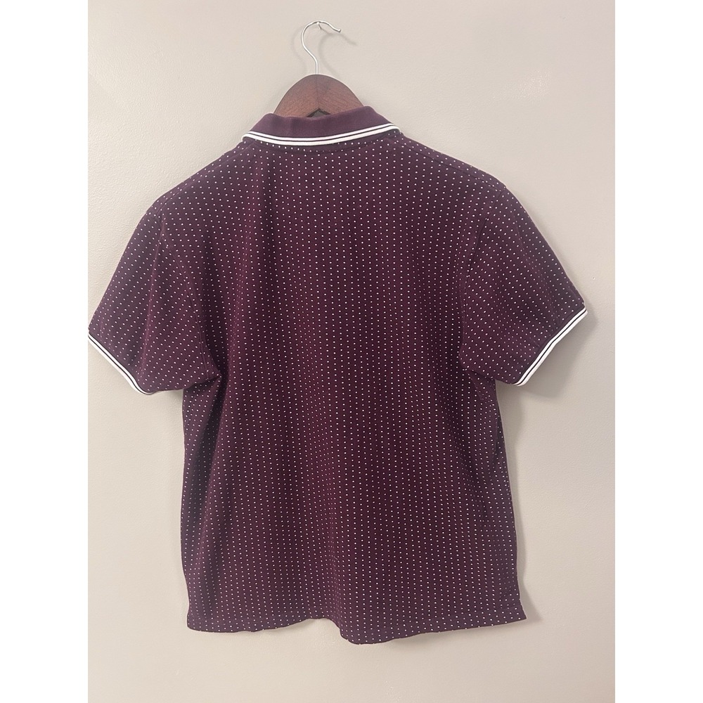 DENIM‎ & FLOWER RICKY SINGH Slim  Polo Burgundy White Poka Dot M Golf - Picture 12 of 14